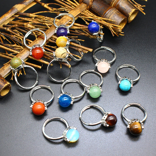 Natural stone lucky beads ring