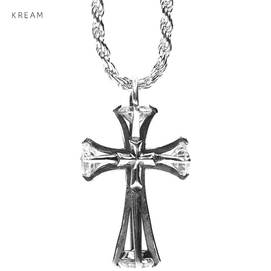 Zircon cross pendant hip-hop necklace