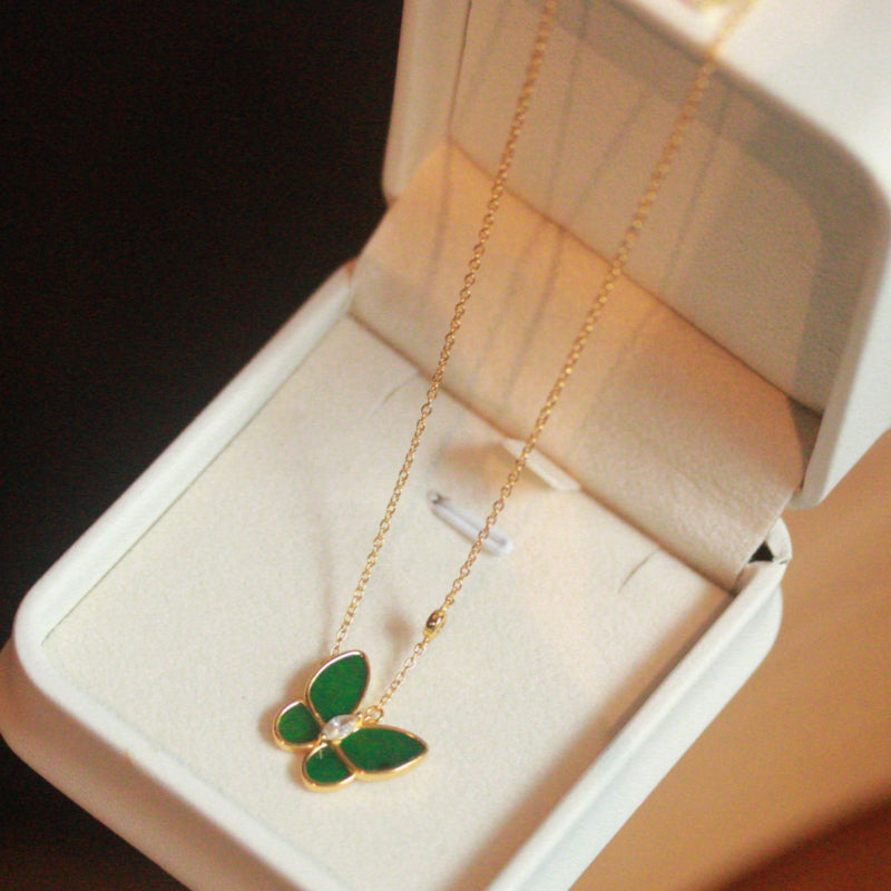 Natural Myanmar Jadeite Butterfly Pendant