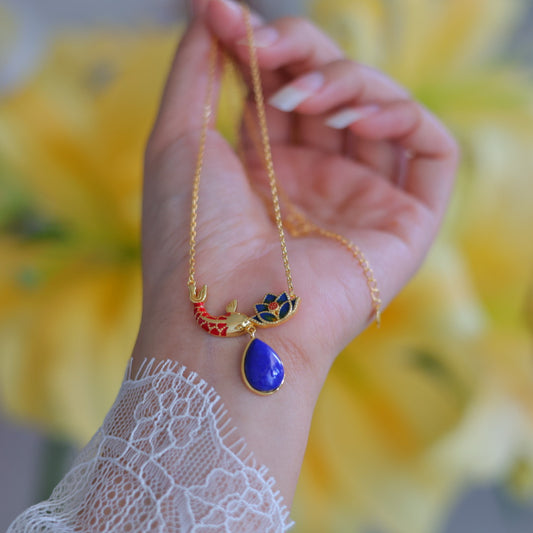 Klein Blue Lapis Lazuli Year After Year Abundance Fish Pendant