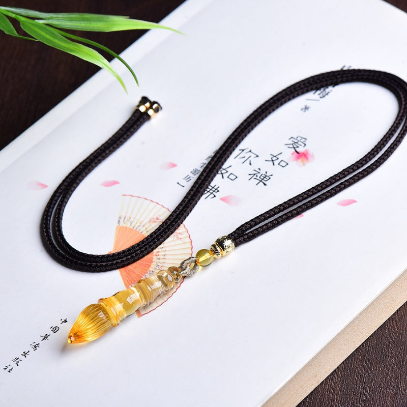 Pure Natural Brazilian Citrine Calligraphy Brush Wenchang Pen Pendant