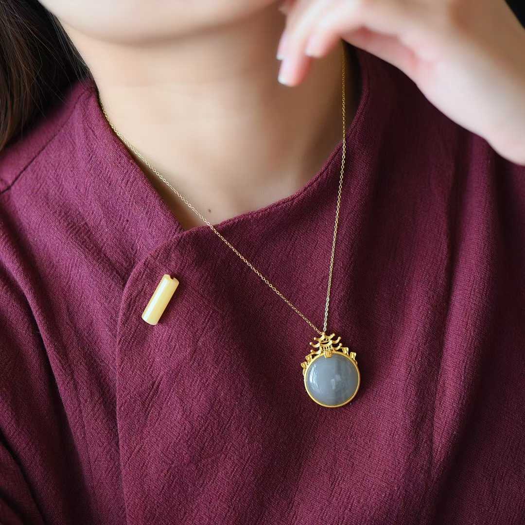 Ancient Craft Silver "South Heaven Gate & Black Jade" Pendant - jewelry - weilin.com