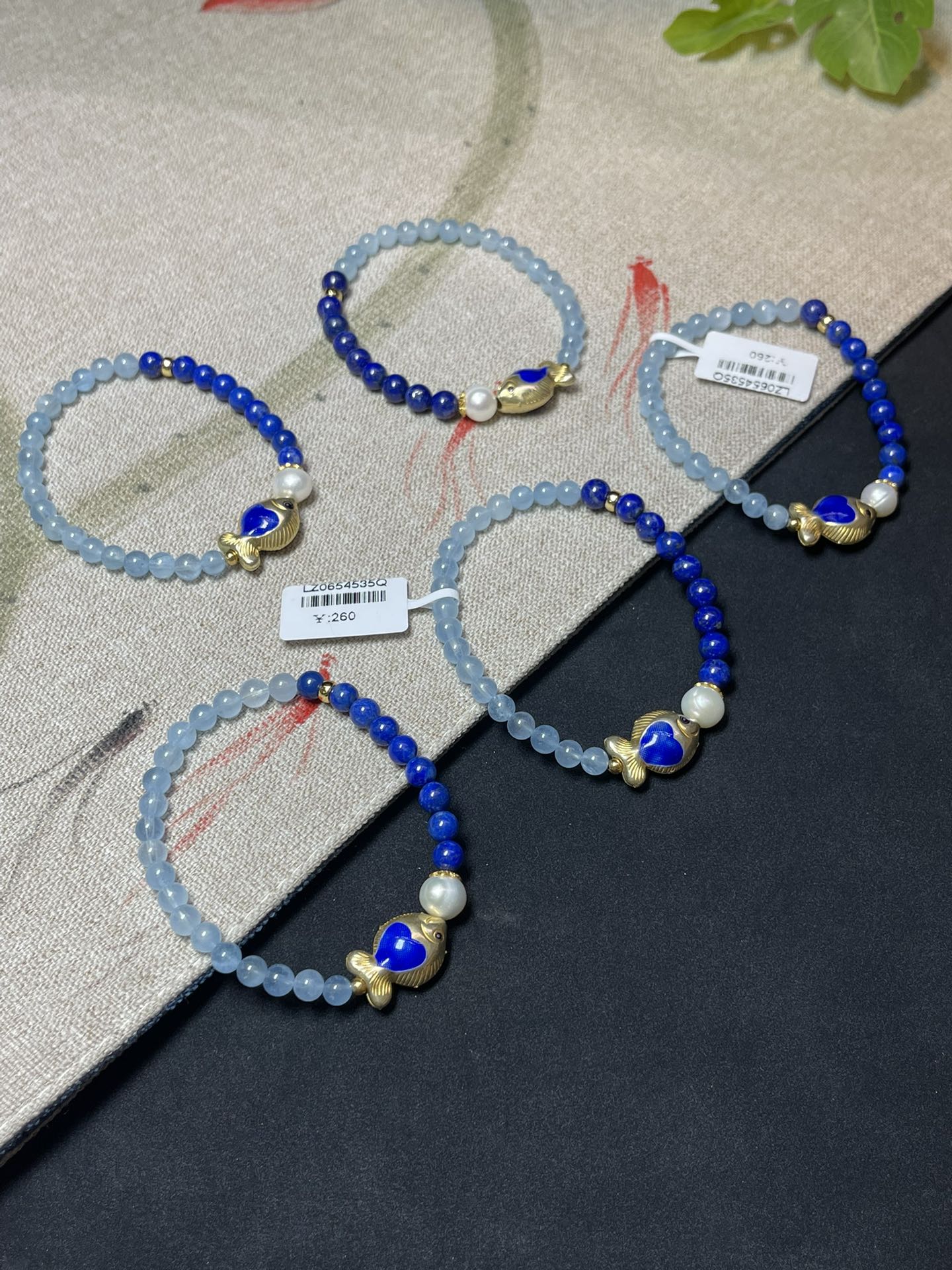 Aquamarine Lapis Gold Bracelet - jewelry - weilin.com