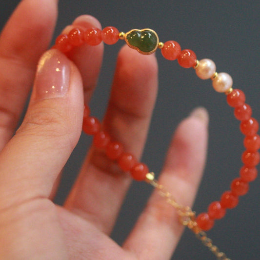 Natural Sichuan Nanhong Agate Bracelet