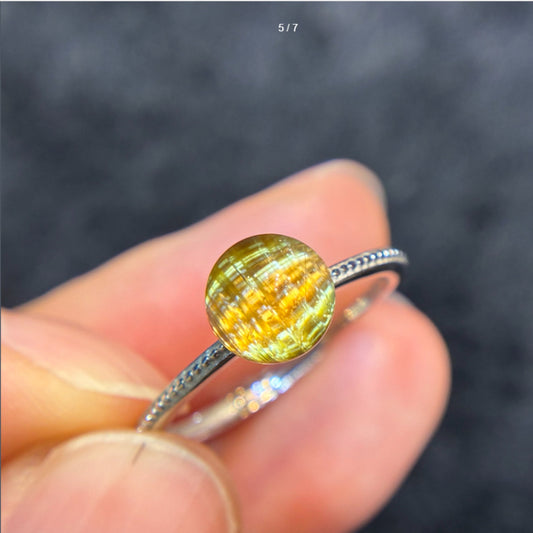 Natural Titanium Rutilated Quartz Ring
