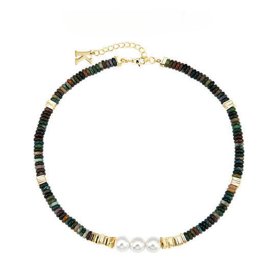 Agate pearl hip-hop necklace