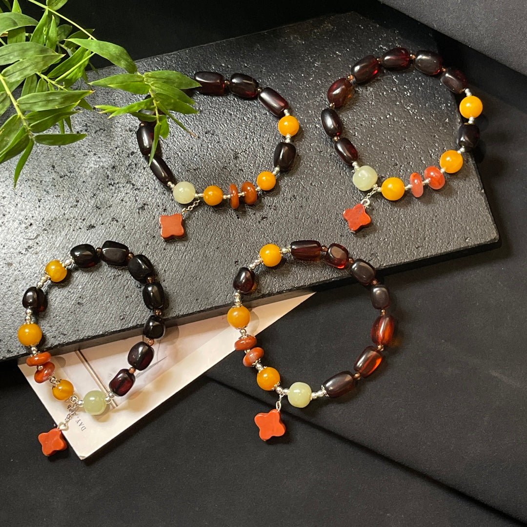 Blood amber beeswax bracelet - jewelry - weilin.com