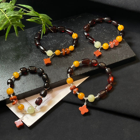 Blood amber beeswax bracelet - jewelry - weilin.com
