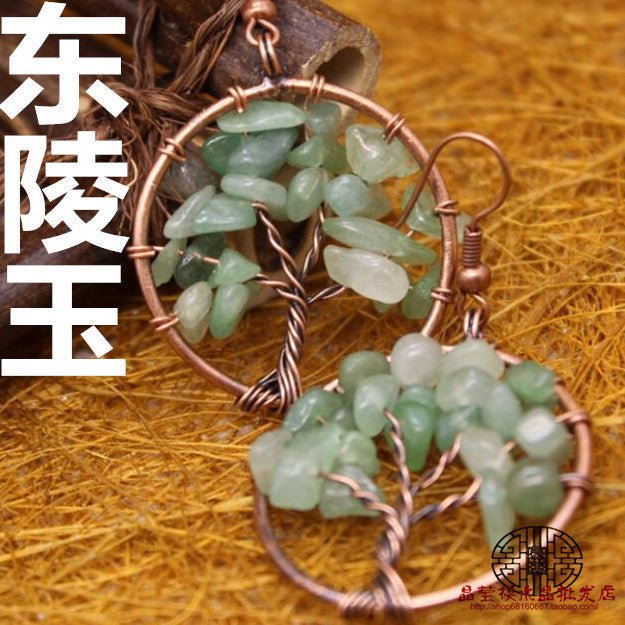 Bronze Wire Wrap Tree Earrings - jewelry - weilin.com