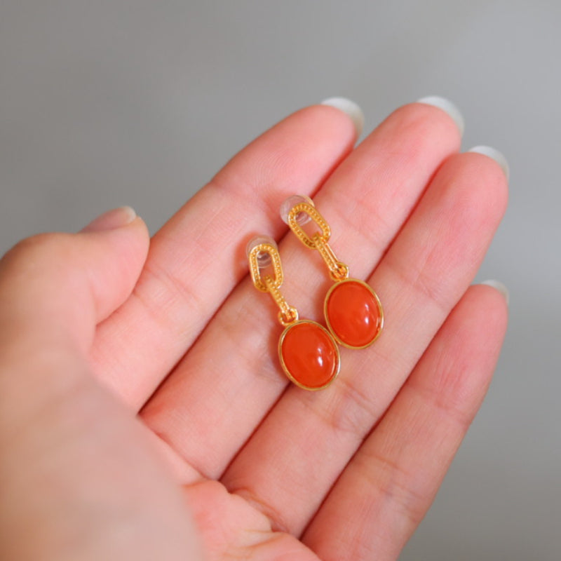 Natural Nanhong Agate Earrings