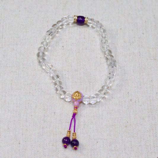 Yellow Wealth God White Crystal Elastic Bracelet