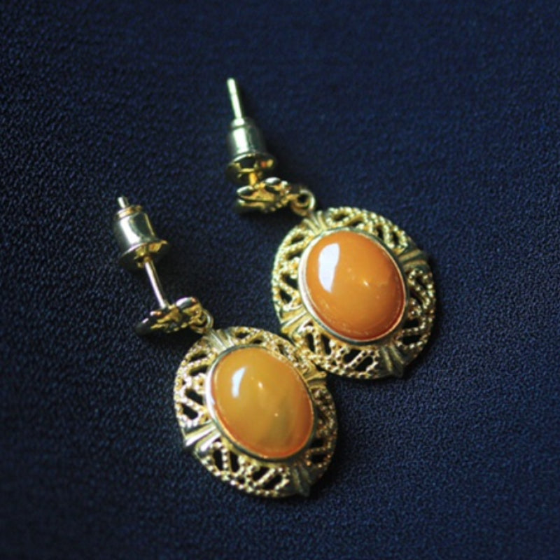 Natural Aged Amber Earrings