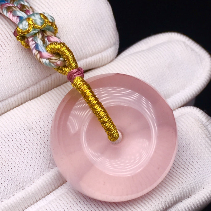 Natural Star Rose Quartz Peace Buckle · Bagel Pendant