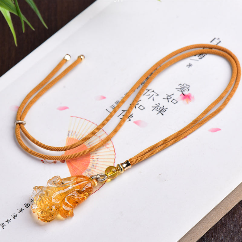 Natural Brazilian Citrine Cabbage Pendant