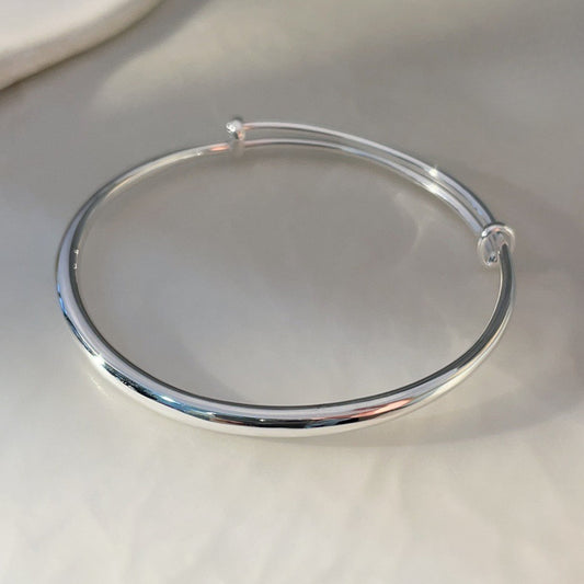 China round shiny sterling silver bracelet - jewelry - weilin.com