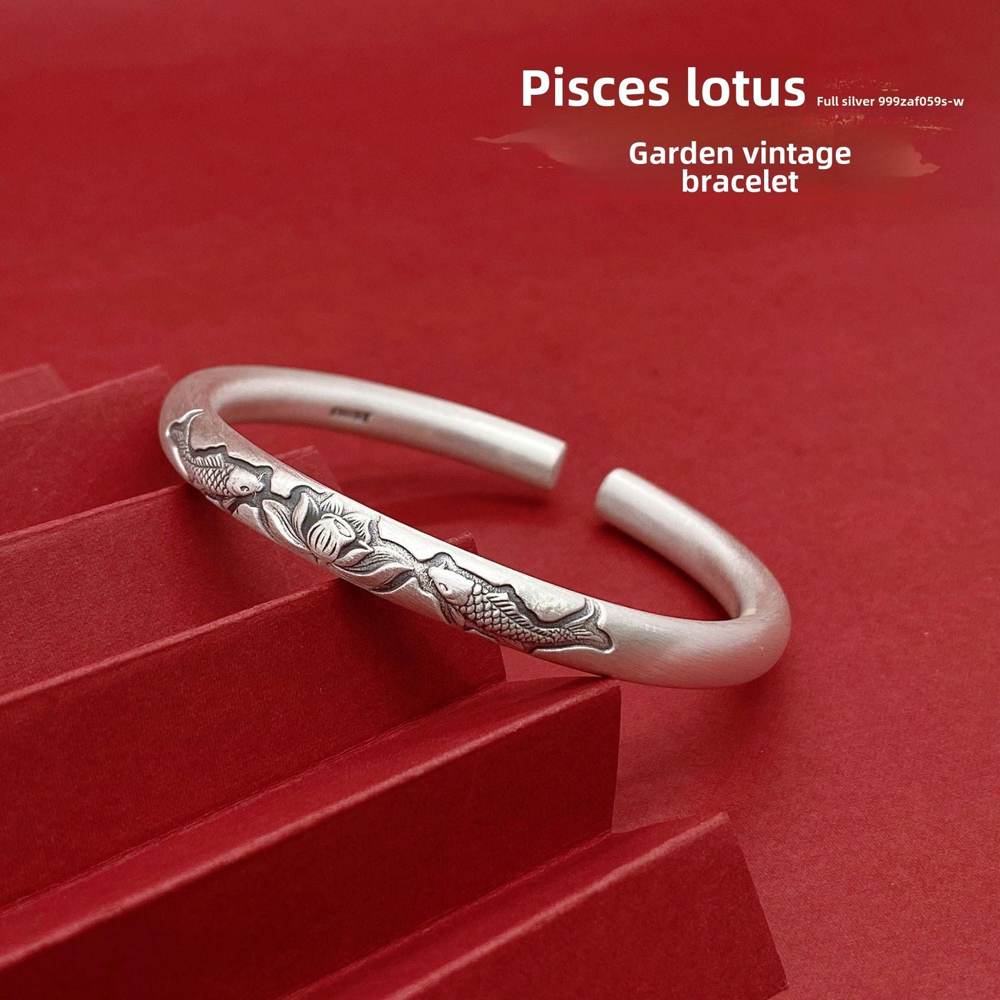 Chinese Lotus Stick Sterling Silver Bracelet - jewelry - weilin.com