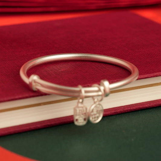Chinese style blessing sterling silver bracelet - jewelry - weilin.com