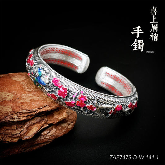 Chinese style braided sterling silver bracelet - jewelry - weilin.com