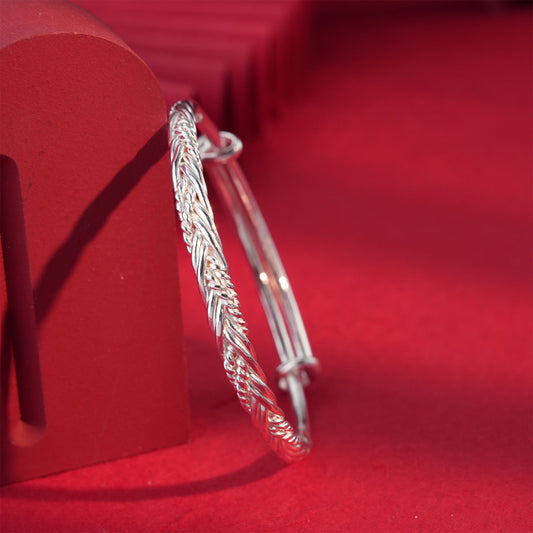 Chinese style braided twisted hemp sterling silver bracelet - jewelry - weilin.com