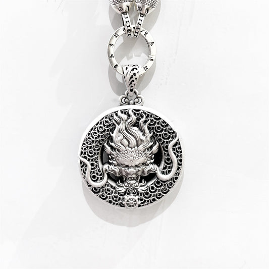 Chinese style dragon sterling silver pendant - jewelry - weilin.com