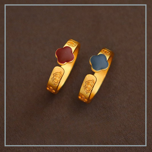 Chinese style four - leaf clover open ring - jewelry - weilin.com