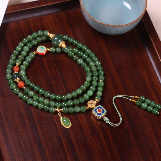 Chinese style jasper 108 beads necklace - jewelry - weilin.com