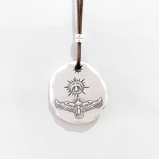 Chinese style oval sterling silver pendant - jewelry - weilin.com