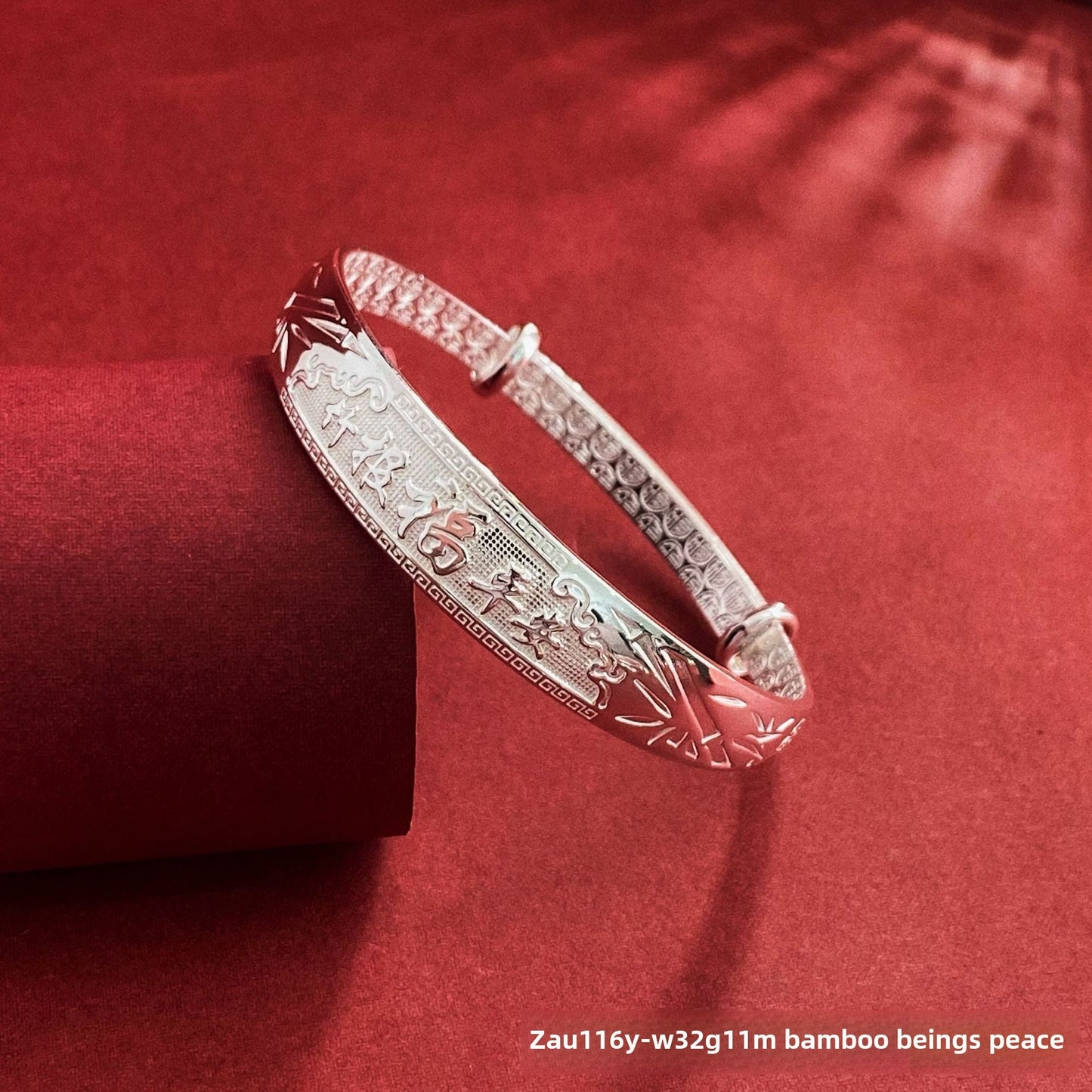 Chinese style peace and joy sterling silver bracelet - jewelry - weilin.com