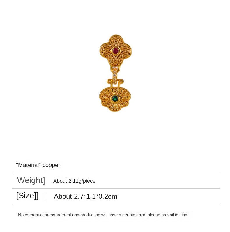 Chinese style retro four - leaf clover zircon earrings - jewelry - weilin.com