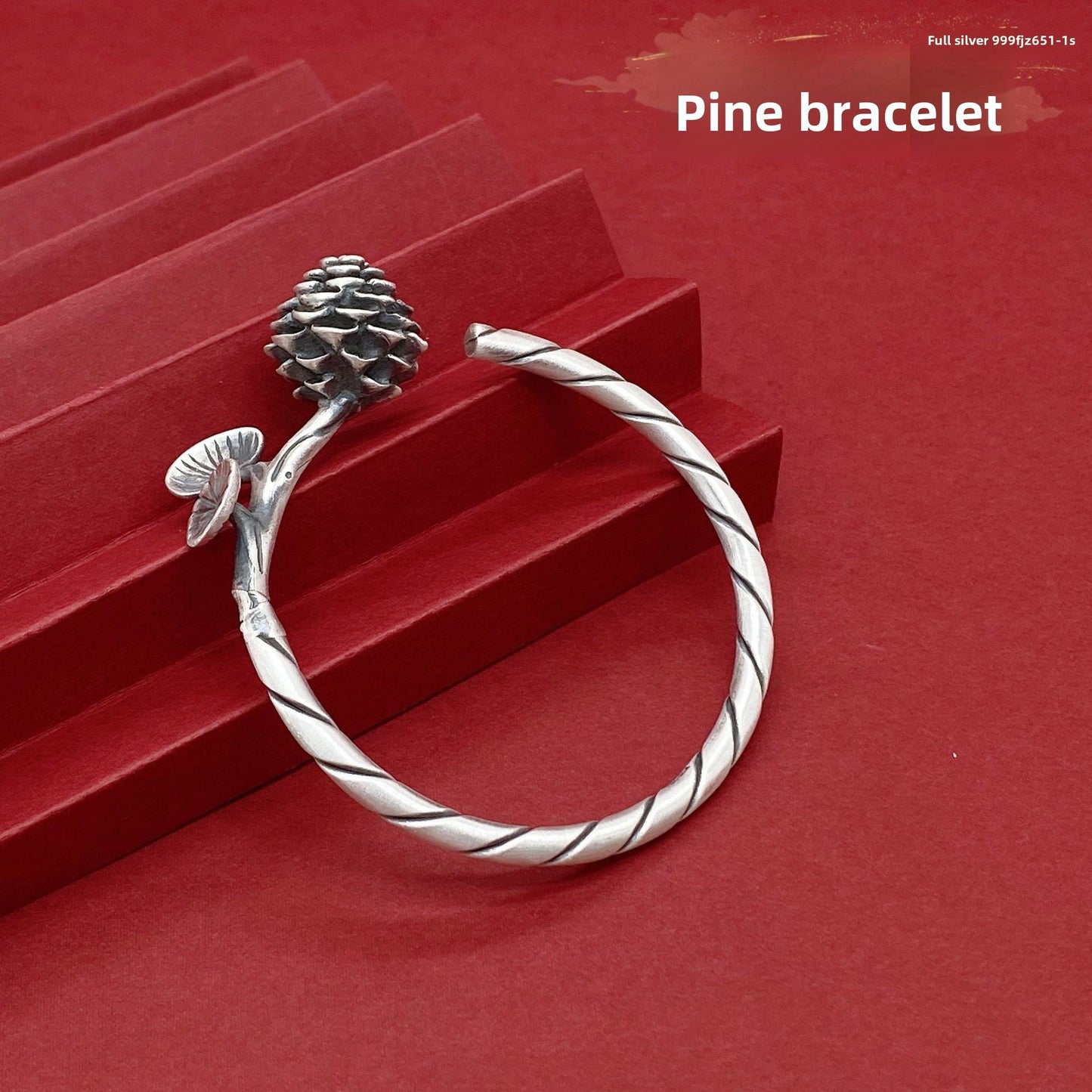 Chinese style rose rich sterling silver bracelet - jewelry - weilin.com