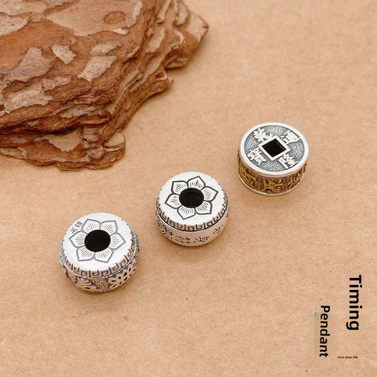 Chinese style rotating sterling silver pendant - jewelry - weilin.com