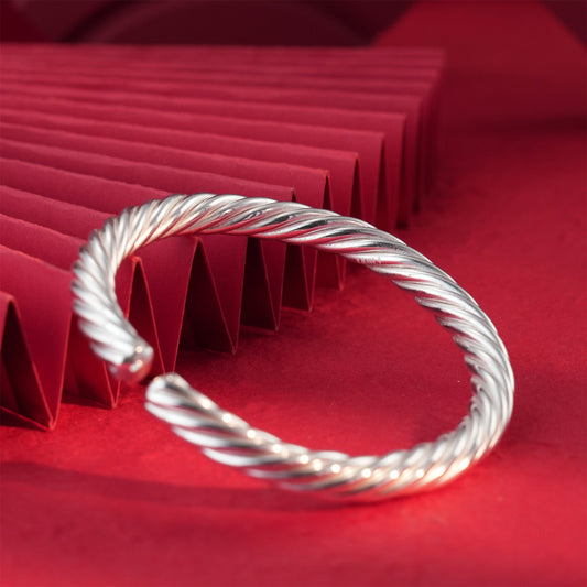 Chinese style twisted hemp sterling silver bracelet - jewelry - weilin.com