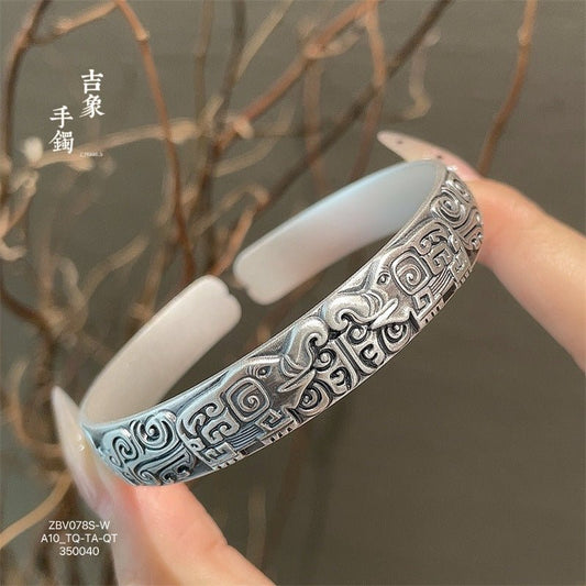 Chinese Tibetan Sterling Silver Bracelet - jewelry - weilin.com