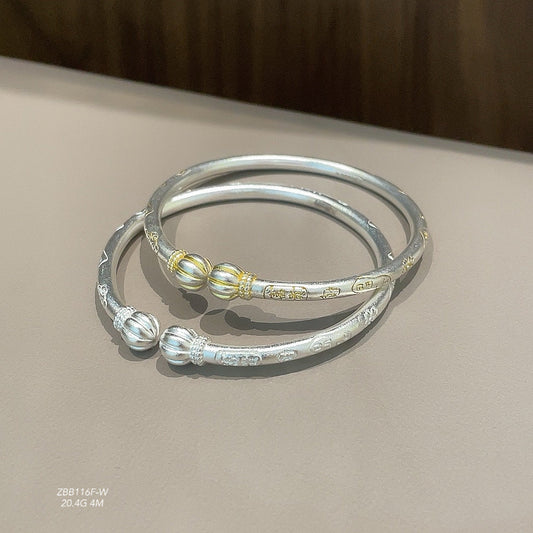Chinese traditional pumpkin sterling silver bracelet - jewelry - weilin.com