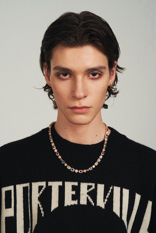 Colored diamond pearl necklace - jewelry - weilin.com