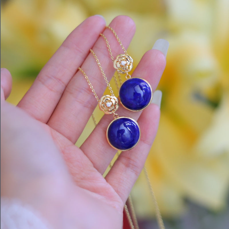 Natural Lapis Lazuli Piaget Flower Pendant