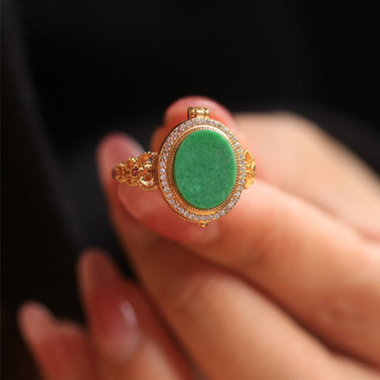 Natural Grade A Jadeite Sachet-Style Ring