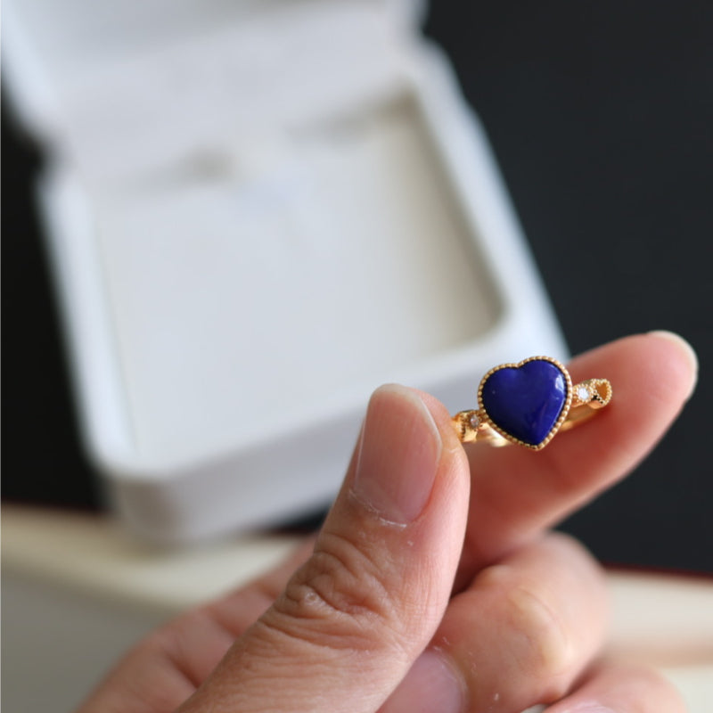 Natural Lapis Lazuli Heart Ring