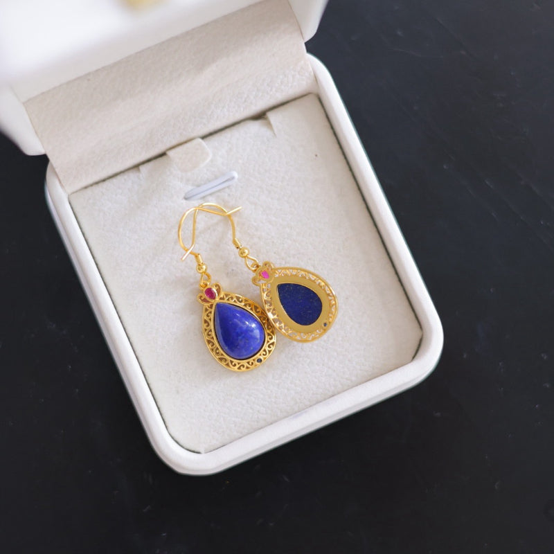 Natural Lapis Lazuli Klein Blue Earrings