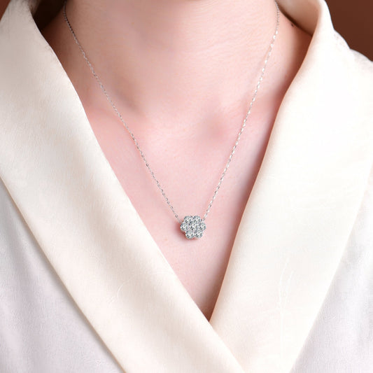 Elegant Design Cubic Zirconia Petal Shape Pendant Necklace - jewelry - weilin.com