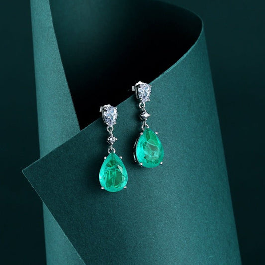Elegant green teardrop earrings - jewelry - weilin.com