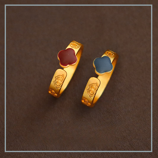 Chinese style four-leaf clover open ring - jewelryweilin
