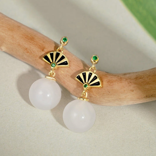 Fan knot Chinese style earrings - jewelry - weilin.com