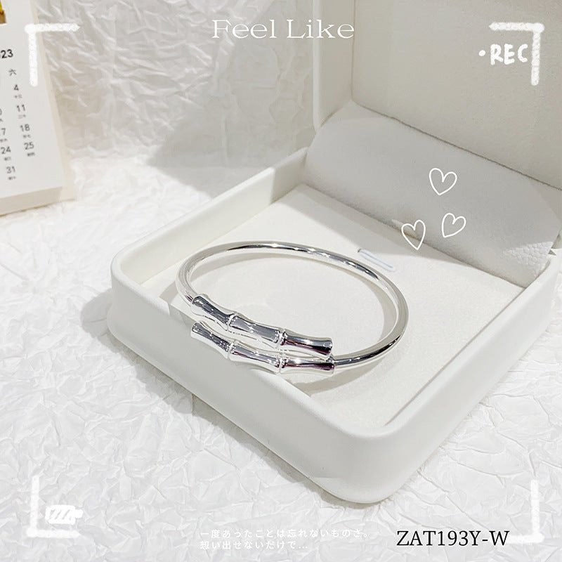 Fashion Bamboo Flash Sand Silver Bracelet - jewelry - weilin.com