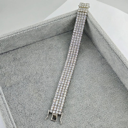 Fashionable, bold and sparkling cubic zirconia multi - row bracelet - jewelry - weilin.com
