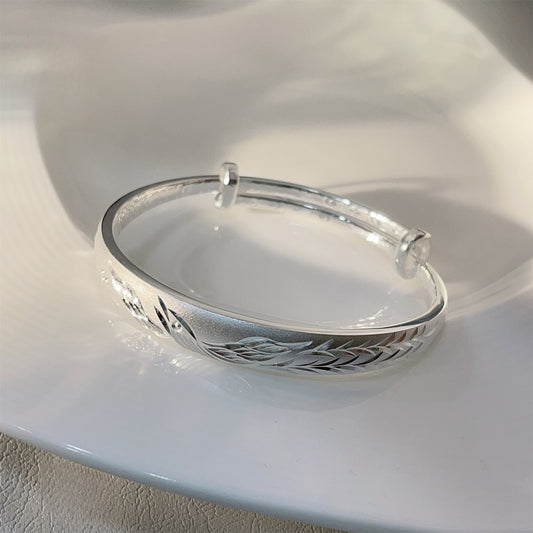 Fashionable Dragon and Phoenix Push - Pull Sterling Silver Bracelet - jewelry - weilin.com