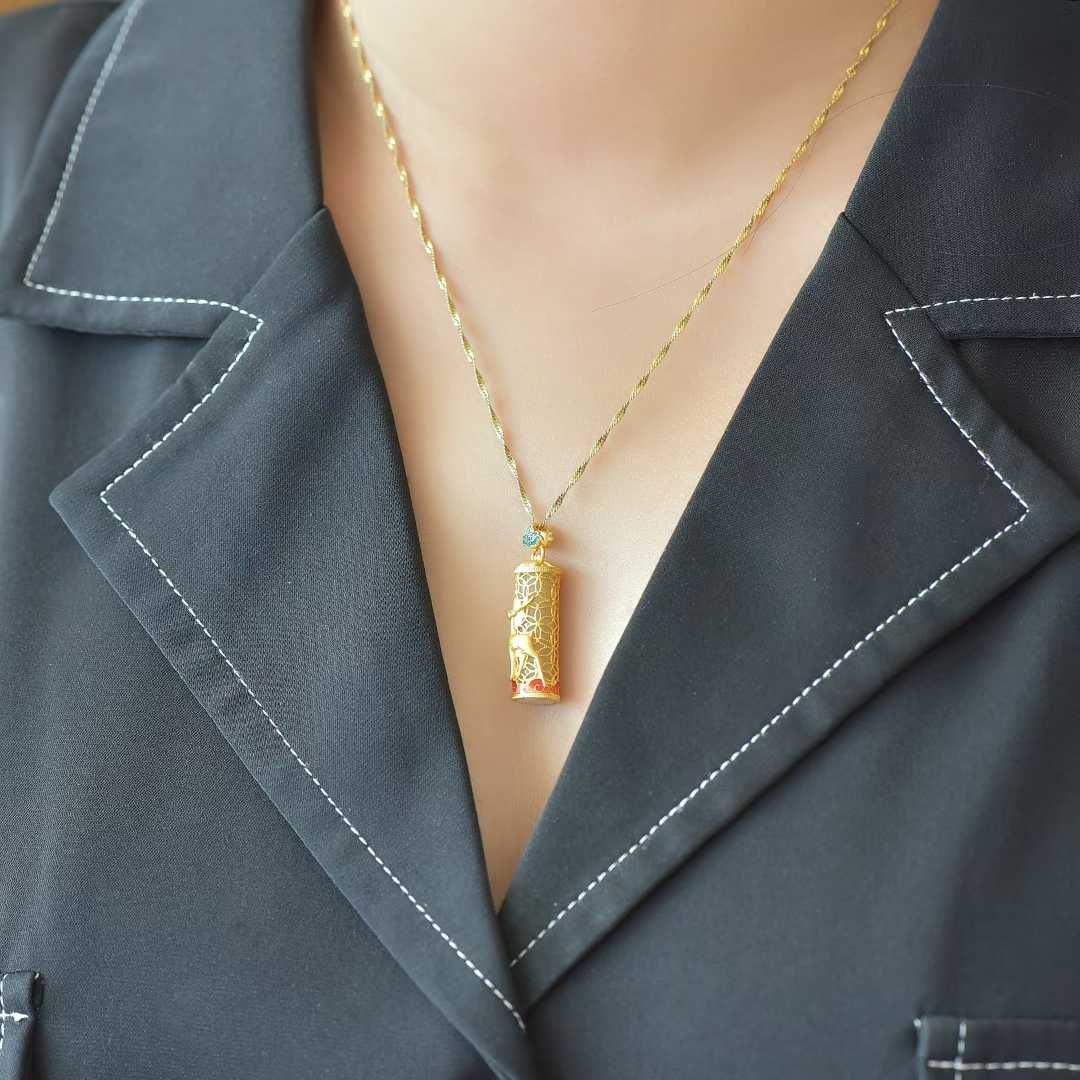 925 Silver Inlaid Hetian Nephrite "Deer & Always With You" Pendant