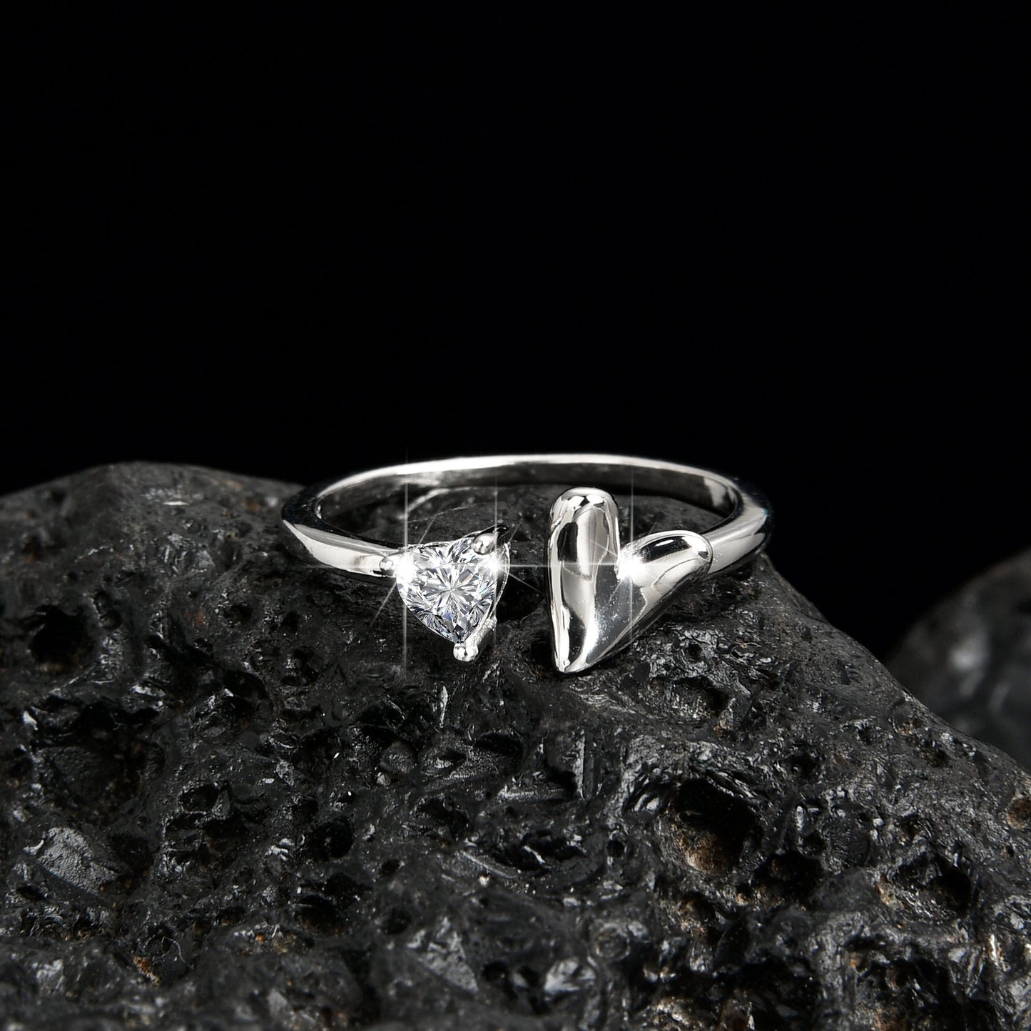 Girls Fashion Elegant Heart Open Ring - jewelry - weilin.com