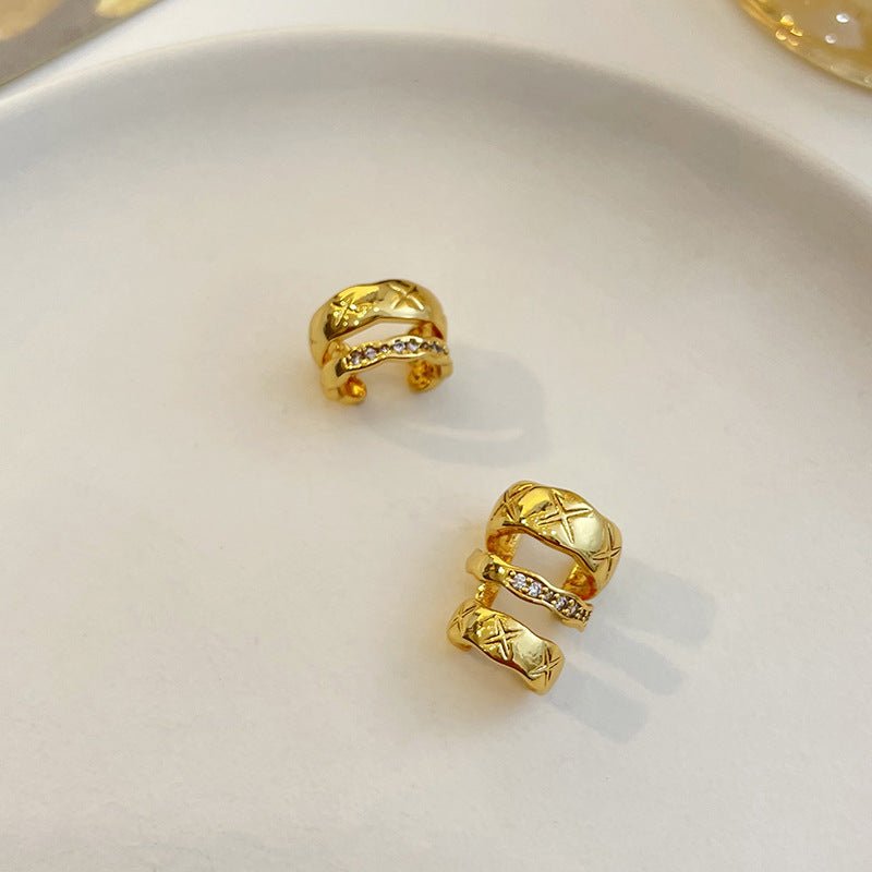 High - end fashion zircon ear bone clip earrings for non - pierced ears - jewelry - weilin.com