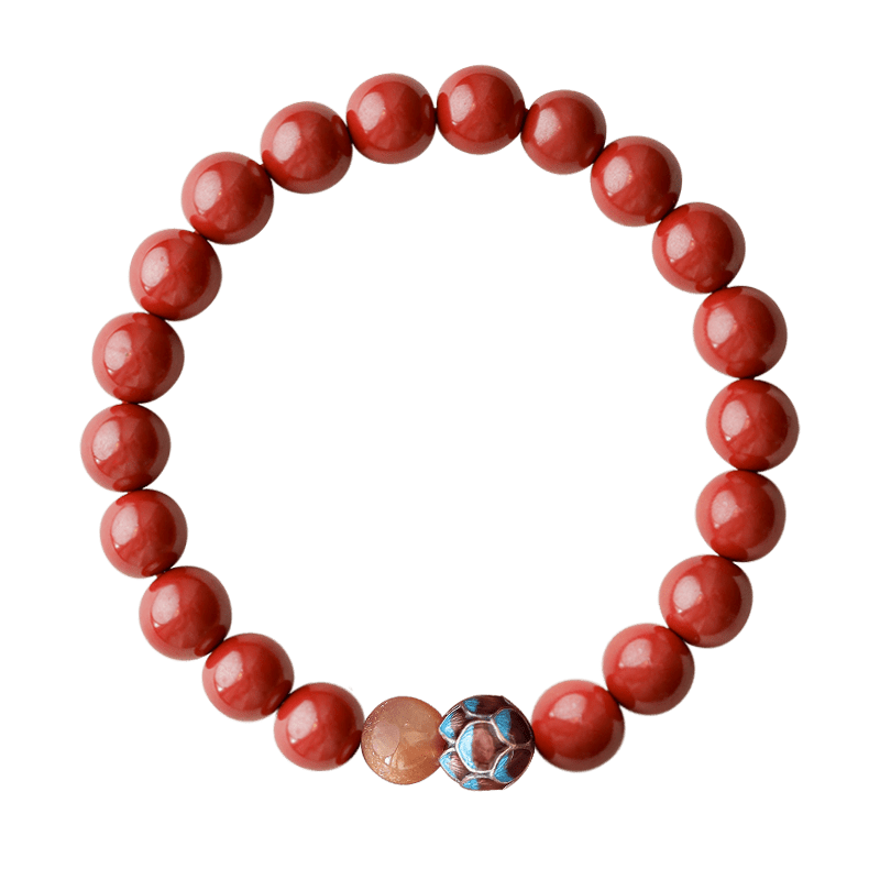 High - end new Chinese style cinnabar ancient silver burning blue lotus bracelet Buddhist beads - jewelry - weilin.com